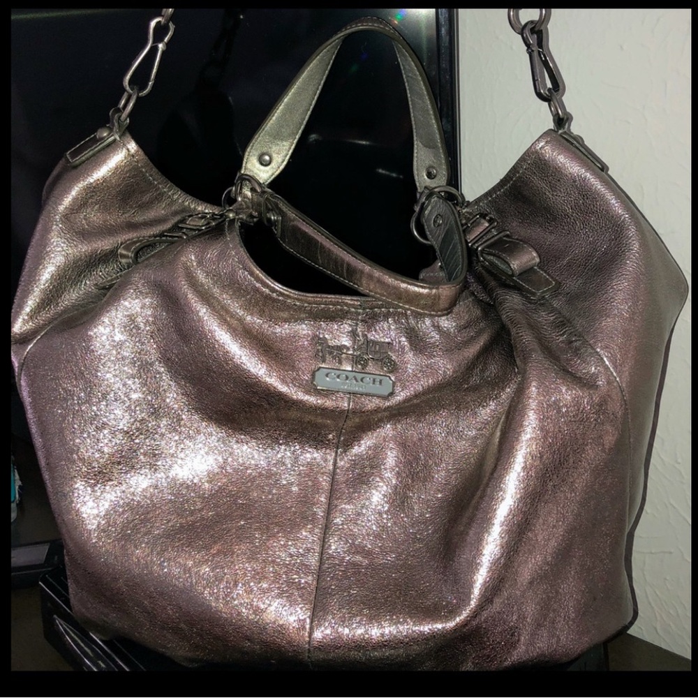 Coach Large Madison Leather Metallic Shoulder Bag